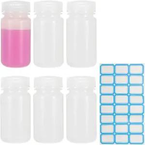 PATIKIL 6Pcs 플라스틱 시약 병 125ml 실험실 등급 화학 HDPE 누수 방지 액체 저장 용기 여행용 세면도구