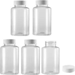 uxcell 플라스틱 랩 화학 시약 병 300ml/10.1온스 와이드 마우스 밀봉 액체 저장 용기 5개