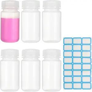 PATIKIL 6Pcs 플라스틱 시약 병 125ml 실험실 등급 화학 PP 누출 방지 액체 저장 용기 여행용 세면도구