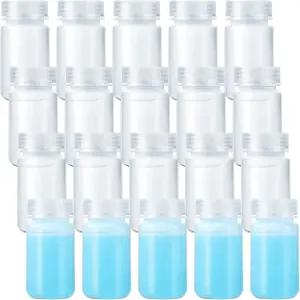 핑쿤 20개 플라스틱 병 4온스/125ml 실험실 등급 폴로필렌 와이드 마우스 시약 뚜껑이 있는 투명 액체 저장