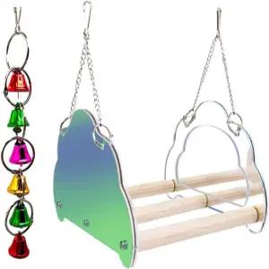 앵무새 장난감 그네 새장 액세서리 거울 잉꼬 버기 코너 러브버드 핀치 및 기타 작은 새들에게 적합합니다