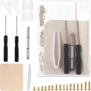 안경 선글라스 노안용 나사(골드) 코 패드 이어 그립 천 소형 드라이버 및 핀셋 수리 키트가 포함된 키트
