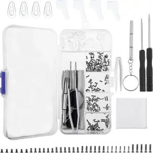 나사가 달린 안경 수리 키트 코 패드가 포함된 플라스틱 핀셋 다기능 드라이버 청소용 천 남성용 선글라스