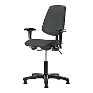 토마스 1163N02 바이닐 책상 높이 의자 팔 나일론 베이스 캐스터 없이 중간 크기의 등받이와 기울기가 있는