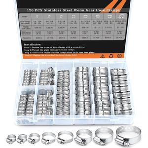 120개 호스 클램프 조절 가능 304 스테인리스 스틸 세트 6-44mm 웜 기어 연료 라인용 덕트