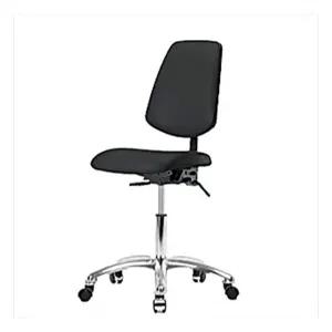 토마스 1163M44 바이닐 미디엄 벤치 높이 의자 팔이 없는 중간 등받이 크롬 베이스 풋 링 글라이드