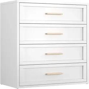 XIUSVON 메탈 화이트 4 침실용 서랍장 큰 서랍장과 황금 손잡이가 있는 키 옷장용 금속 보관 정리함 거실