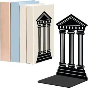 WADORN 1쌍 로마 사원 금속 장식 책장 선반 헤비 듀티 북엔드 모던 논스키드 책꽂이 스탠드 책상 오피스