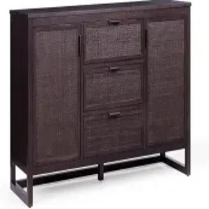 팀슨 홈 해터러스 55인치 W 사이드보드 캐비닛 라탄 인레이 도어 2개와 서랍 3개 조절 가능한 선반과