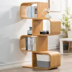 인테리어 원목 책장 낮은 대나무 북선반 소품 책꽂이 진열 북타워