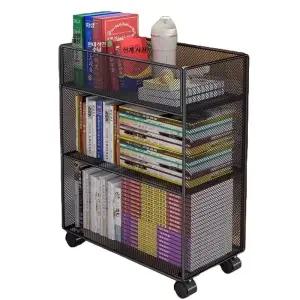 이동식 책장 바퀴달린 책 수납함 코너 북카트 보조 철제