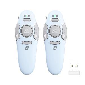 QUI 2팩 RF USB 무선 클리커 블루 슬라이드 윈도우 키노트 프레젠테이션 4GHZ