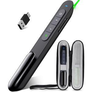 DINOFIRE USB 4GHZ RF 프레젠테이션 조명 충전식 녹색 리모컨 클릭기 무선