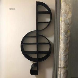 현대적인 철제 책장 독창적인 디스플레이 벽걸이 가구 모양 책꽂이 거실 음표 선반 수납 다층 도서관