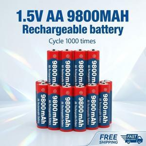 카메라 마이크 장난감 LED 기기용 고용량 9800mAh 1.5V AA 충전식 알카라인 배터리