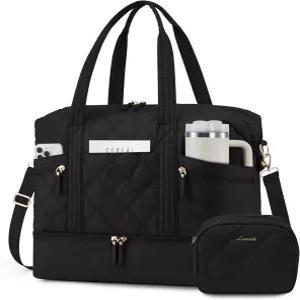 LOVEVBOOK 여행용 더플백 신발칸이 있는 여성용 경량 위켄더백 40L 퍼퍼짐백 개인용품 여행 가방 야간 및