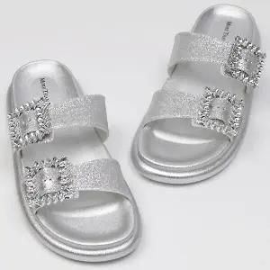 [하프클럽/더힐]더힐슈즈 사각보석 통굽 스트랩 여성여자 여름 샌들 슬리퍼