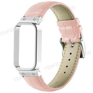 부드러운 가죽 시계 밴드+스테인리스 스틸 케이스 샤오미 스마트 밴드 9 액티브/레드미 3 호환