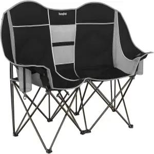 써니필 더블 캠핑 의자 휴대용 접이식 러브스잇 헤비 듀티 오버사이즈 소파 600파운드 컵 홀더 및 야외
