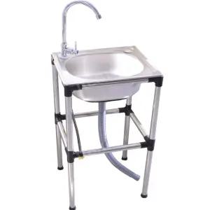 캠핑용미니탕비실 스테인리스이동식싱크대 냉온수세면대 캠핑싱크대 간이