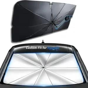 현대 윈드실드 선쉐이드 엄브렐러 맞춤형 360 회전 벤디드 자동차 커버 UV 블록 전면 창문 액세서리용 산타