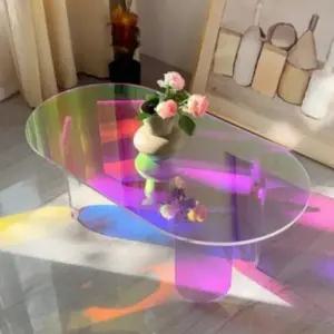 아크릴 소파 홀로그램 거실 오로라 테이블 레인보우 책상
