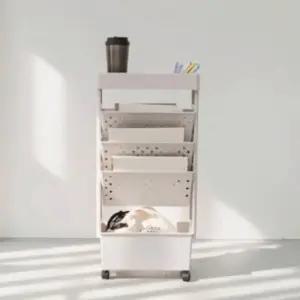 5단 선반 이동식 책장 트레일러 카트 책꽂이 트롤리 북