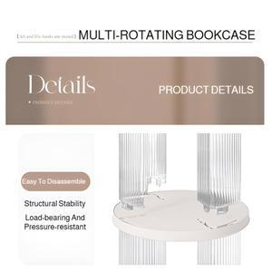360 회전 책장 거실 수납 책장 바닥 선반 투명 대용량 바퀴 달린 가정용 다층