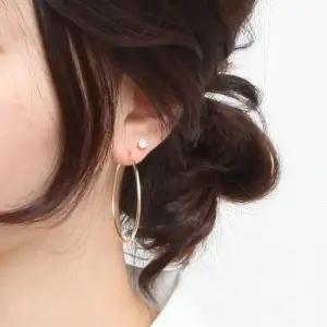 스터드귀걸이 골드필드 기본 골드 파이프 후프 링 귀걸이 14K 40mm