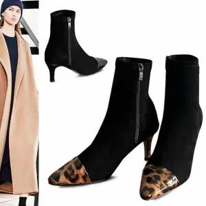 [카미엣뮤즈]에나멜 콤비 앵클힐 부츠_KM21w122