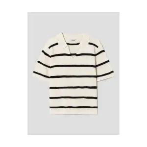 에잇세컨즈 8SECONDS 칼라넥 스트라이프 반소매 풀오버 베이지 390695