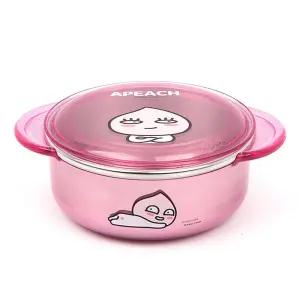 카카오프렌즈 안전핸들투명논슬립뚜껑스텐대접_어피치 스텐대접 아동식기