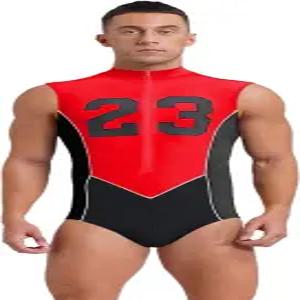 프리빌리 남성 원피스 민소매 바디수트 레슬링 싱글츠 레오타드 수영복 스포츠웨어 레드 블랙 XX-대형