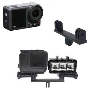[셀러에이드]DJI 오즈모 액션 4 호환 액션캠 더블 홀더 거치대 마운트 마이크