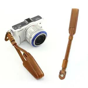 [셀러에이드]DSLR 카메라 가죽 손목 핸드 스트랩 끈 그립 브라운