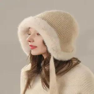 겨울 양털모자 여성용 기모 화려한 털모자 캡 벙거지 버킷햇 스웨이드 스팽글 양털기모 봄