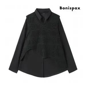 보니스팍스 정상가:89,000원 ㅣ 펀칭 니트 베스트 레이어드 카라 셔츠 XP4BA053L0 1229705