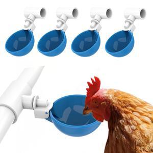 릴클럭커 대형 자동 치킨 워터러 컵과 1/2인치 PVC 티 - 급수기 병아리, 오리, 거위, 튀르키예 및 토끼에게 적합 가금류 키트(파란색, 5팩)