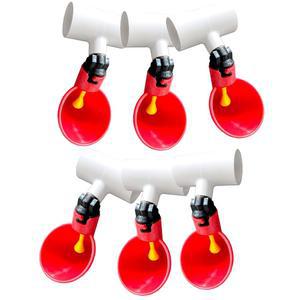 치킨 워터러 컵, PVC 티 피팅 6개 팩, 1/8인치 FTP 스레드, 오리 메추라기용 자동 워터