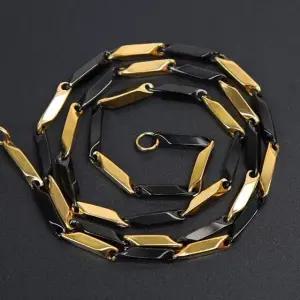 써지컬스틸 골드+블랙 콤비 대나무 체인목걸이 써지컬 체인목걸이