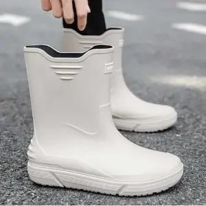 남자 주방 일 방수 장화 미끄럼 방지 미들 레인 부츠