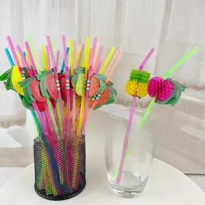 칵테일 일회용 빨대 형광 파티장식 우산빨대 우산 디저트