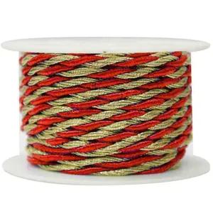 유니아트 (끈) 4000 롤 꽈배기 끈 (금사.빨강)