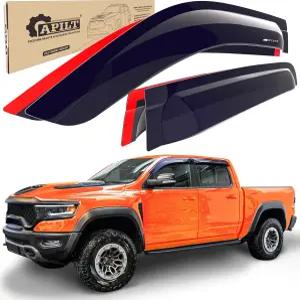 2019-2026 닷지 램 1500 크루 캡(뉴 바디 스타일) 아웃도어-마운트 윈드 벤트 디플렉터 트럭 액세서리 다크