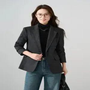 여사친 모직 추동 캐주얼 트렌디 아이템 정장자켓 진회색 정장 코트 양복 상의 HT4