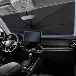 자동차 앞유리를 위한 우산 차양 2026년 실내 자외선 차단을 구부릴 수 있는 손잡이가 업그레이드 접이식