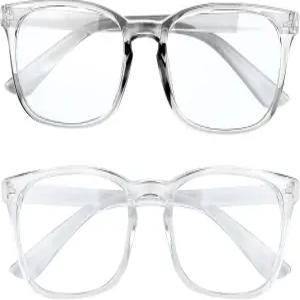 AFNWQI 패션 스퀘어 블루 라이트 차단 안경 - 2팩 여성 및 남성용 컴퓨터 게이밍