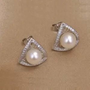 스터드 실버 귀걸이 진주 큐빅 귀걸이-화이트DG 귀걸이