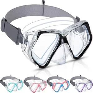 코 커버 원단이 있는 팹베이 청소년 수영 고글 신축성 스트랩 다이빙 방수 스노클 마스크