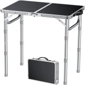 FUNYKICH 2피트 작은 접이식 캠핑 테이블 높이 조절 가능한 휴대용 피크닉 3개 손잡이가 있는 가벼운